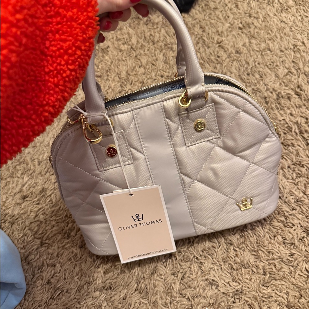 Oliver Thomas Light Gray Quilted Satchel